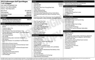 2019 Volkswagen Golf SportWagen S