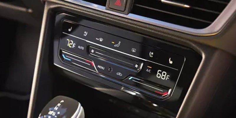 Car climate control panel with temperature display