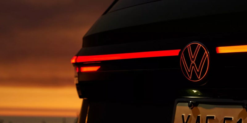 Volkswagen rear LED tail light detail at sunset